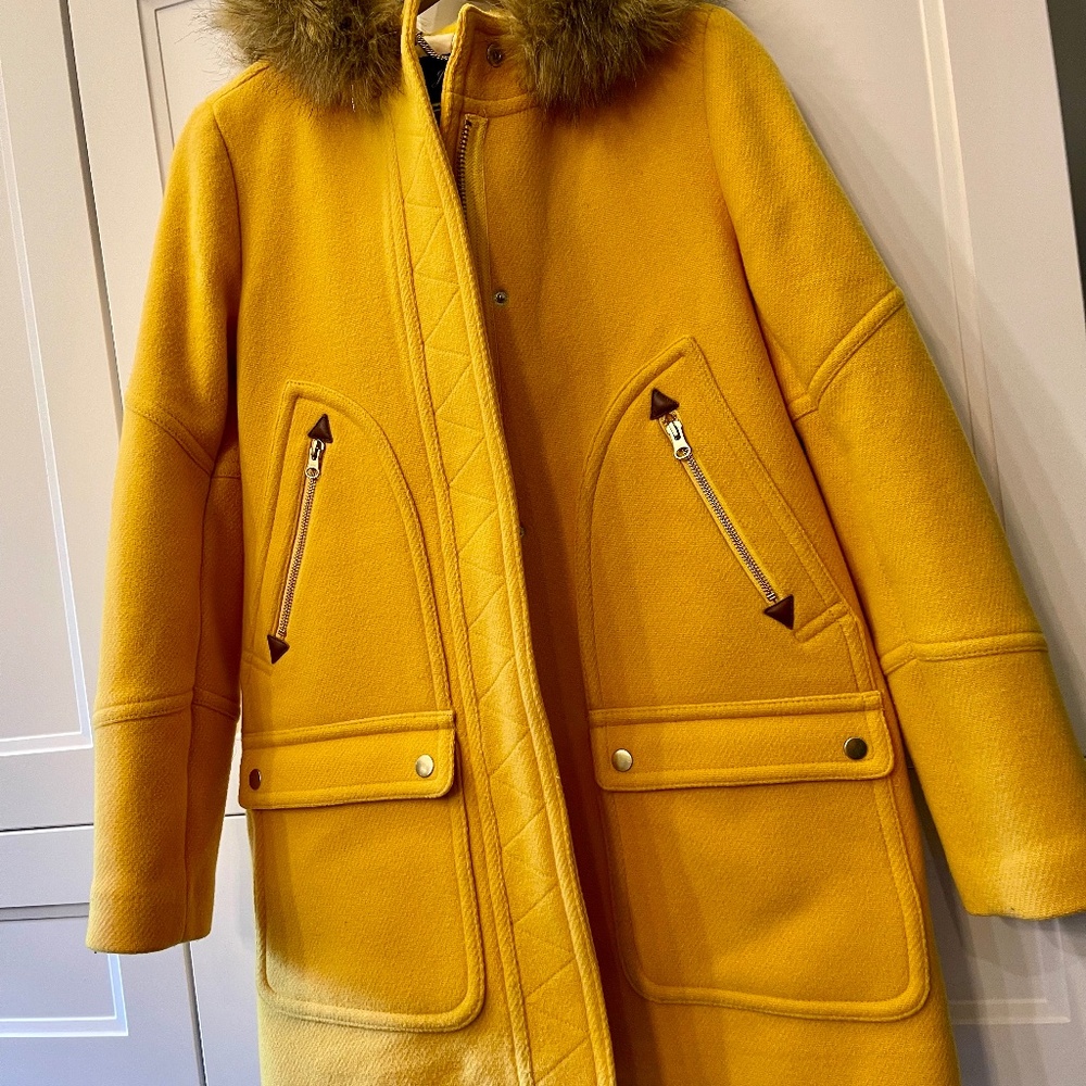 J.Crew 8P Gold Stadium Cloth Nellie Gori Wool Blend Coat